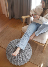 Load image into Gallery viewer, grey footstool or ottoman in neutral home 
