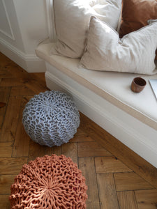 chunky knitted footstool/ pouffe / ottoman