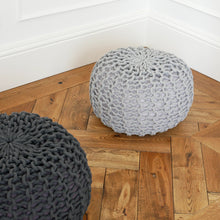 Load image into Gallery viewer, grey chunky knitted footstool
