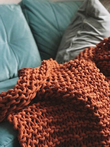 Super Chunky Hand Knitted Blanket