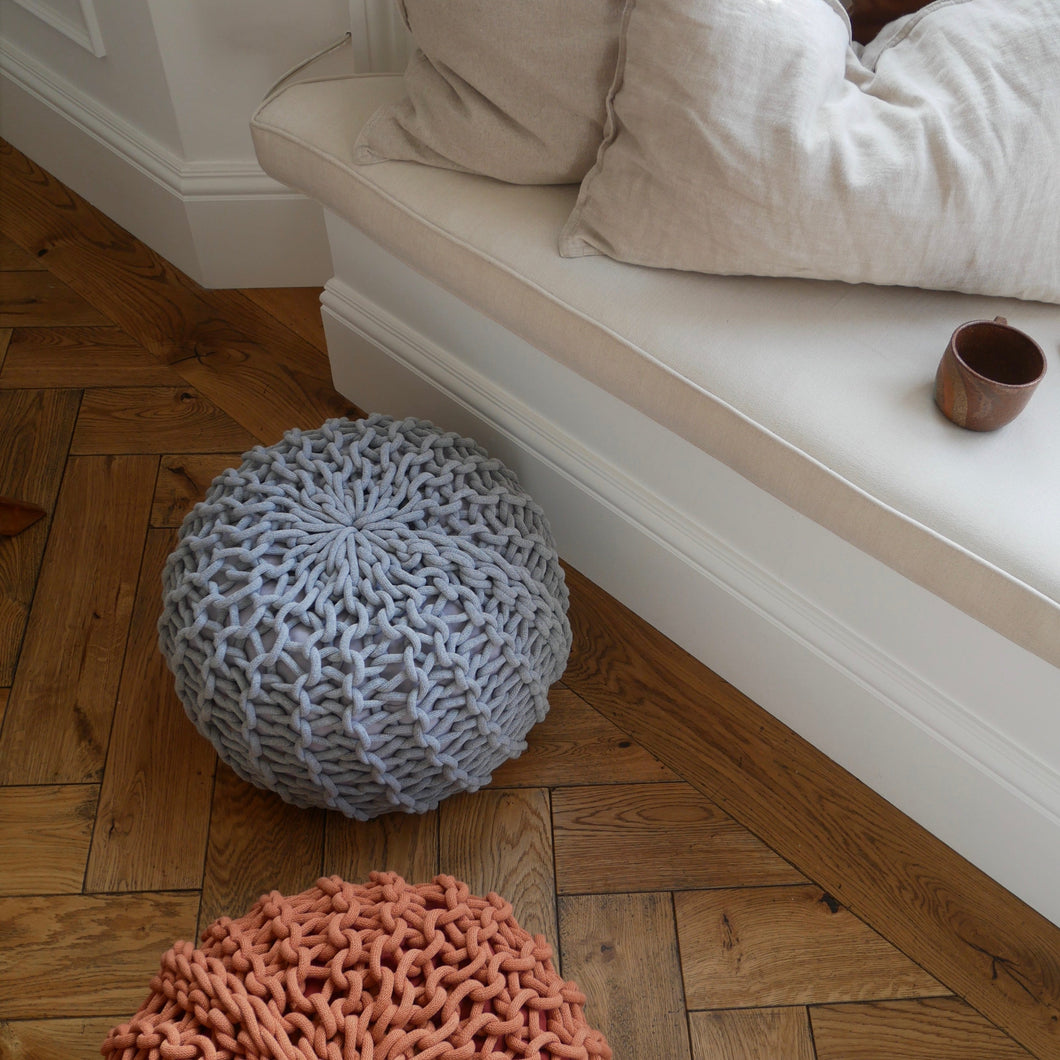 chunky knitted footstool/ pouffe / ottoman