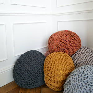 Multicoloured Chunky Knitted Pouffe or Footstool