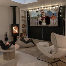 Load image into Gallery viewer, beanbag chair in beige in a neutral cinema snug room with a wood burner
