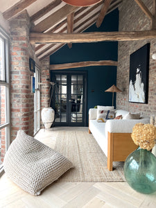 Cream beanbag chair in modern home living space