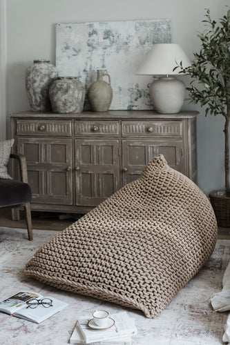 giant beanbag chair in sand beige
