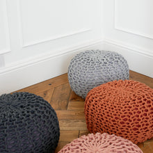 Load image into Gallery viewer, Multicoloured Chunky Knitted Pouffe or Footstool
